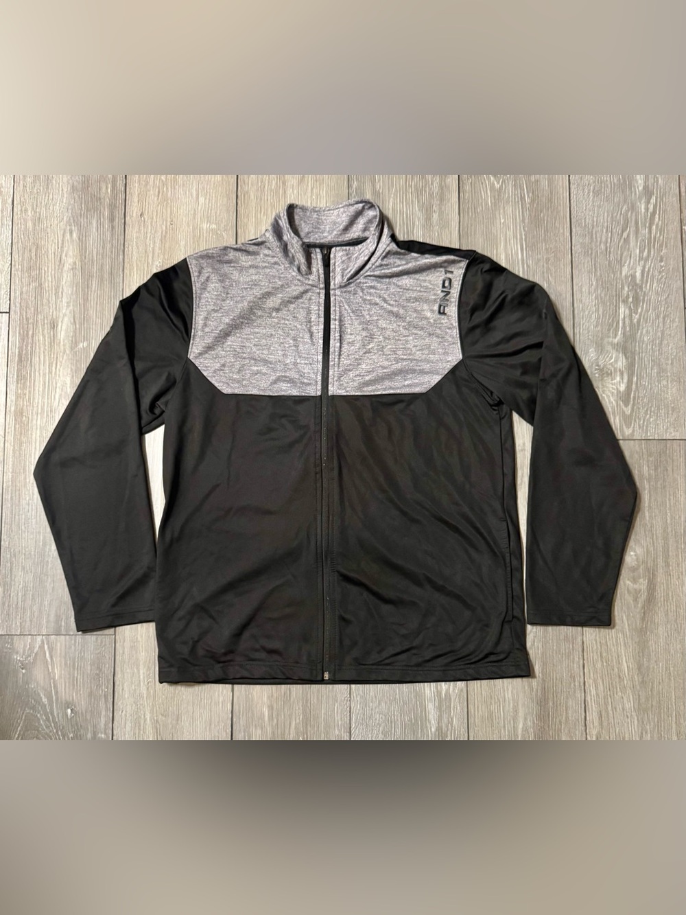 AND1 Black Gray Full Zip Athletic Jacket Men’s Large